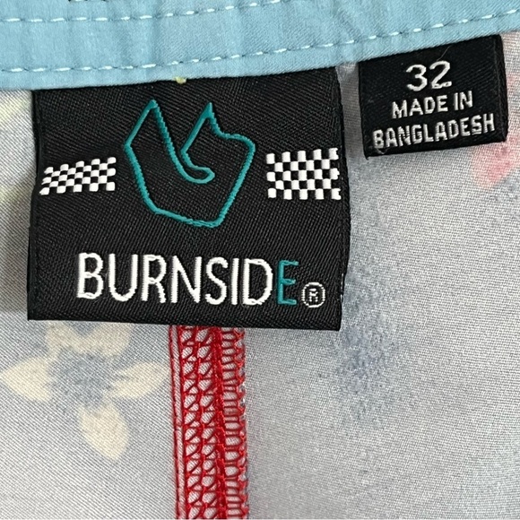 Men’s Burnside  Board Shorts Swim Trunks Sz 32 Stretch Hawaiian Print Zip Pocket - Picture 7 of 14